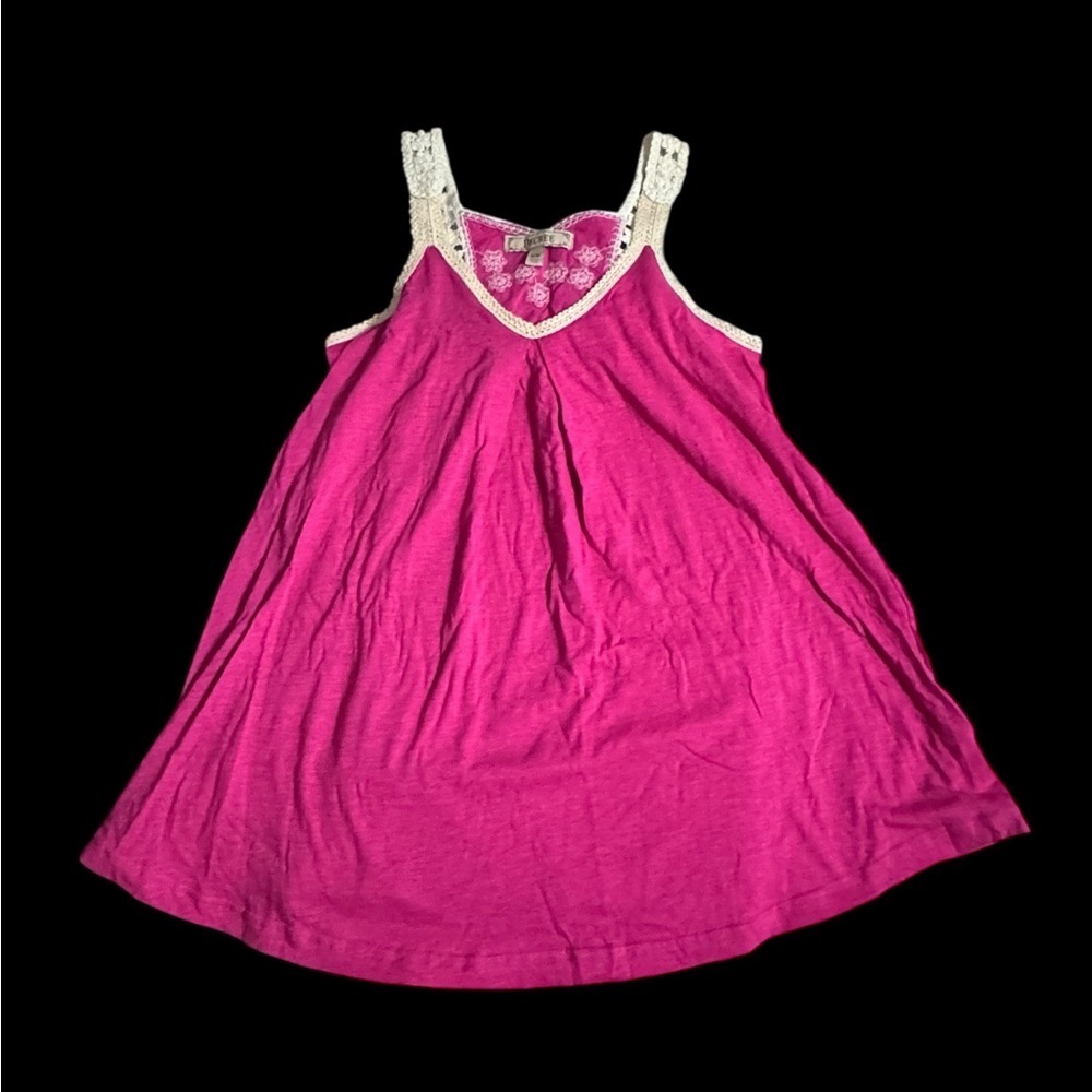 DECREE Pink Sleeveless with Crochet Trim TANK TOP SIZE MEDIUM (wt35)